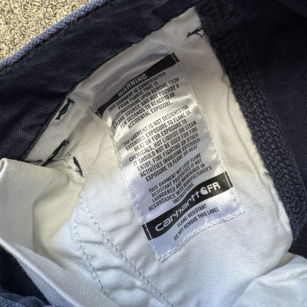 2 Pair Carhartt FR FLAME RESISTANT Relaxed Fit 36x29 Blue Cargo Pants Work Lot - Picture 6 of 12